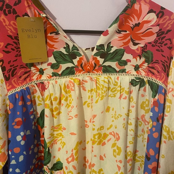 Evelyn Blue pop art dress size L long sleeves new never worn! Fun & colorful - Picture 9 of 16